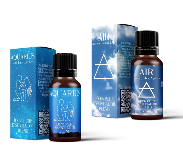 Air Element & Aquarius Essential Oil Blend Twin Pack (2x10ml) - Mystic Moments UK