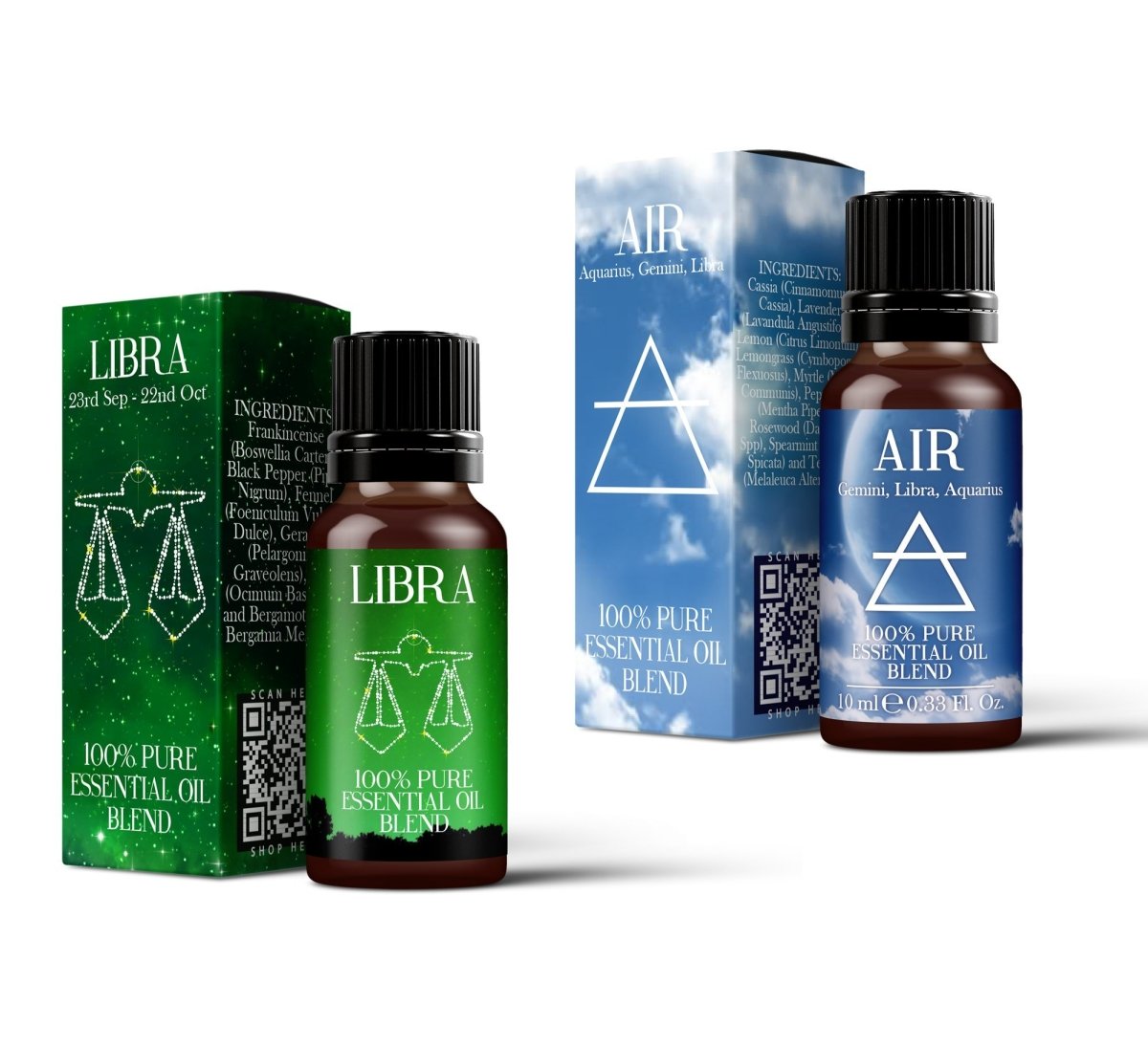 Air Element & Libra Essential Oil Blend Twin Pack (2x10ml) - Mystic Moments UK