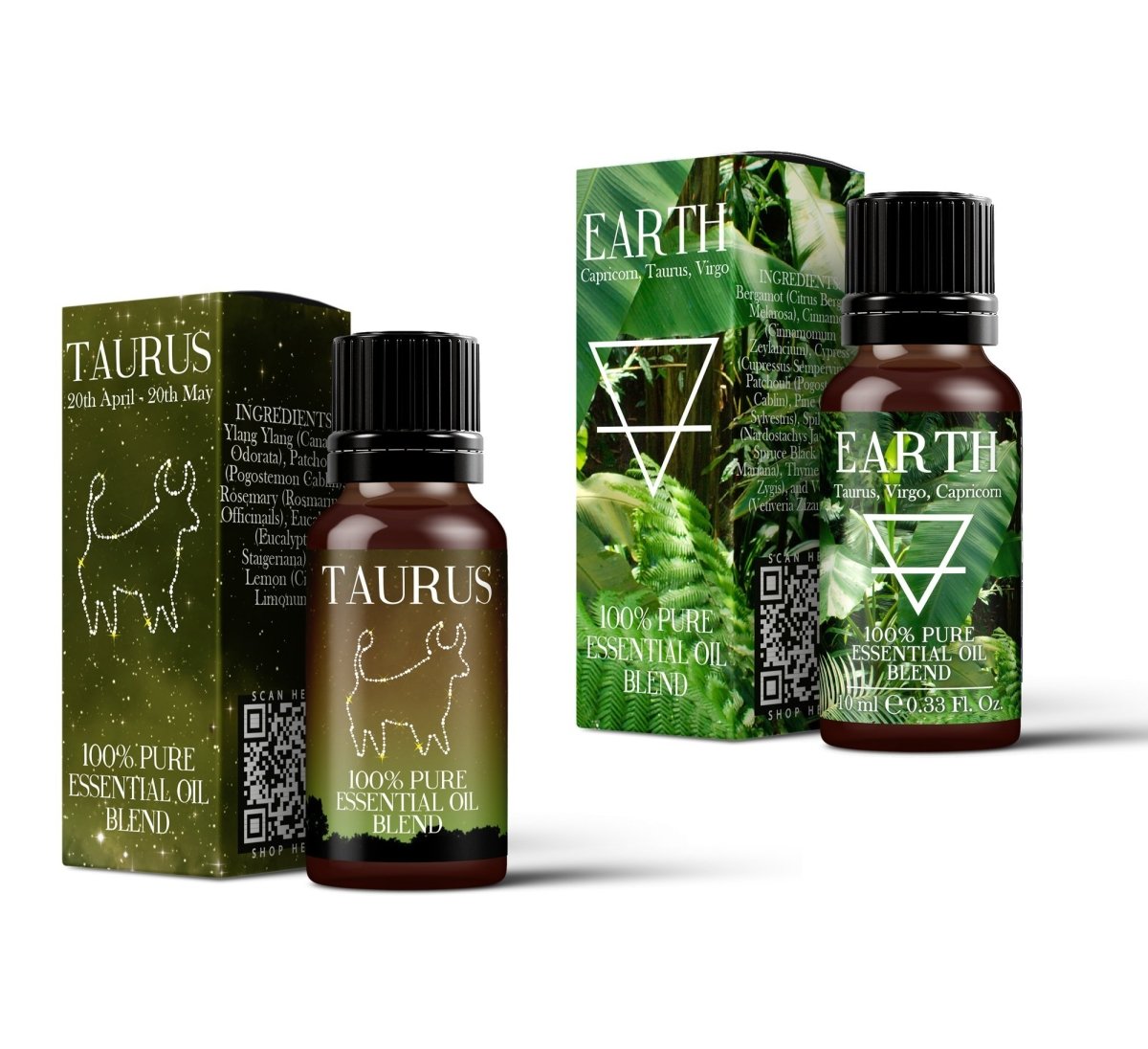 Earth Element & Taurus Essential Oil Blend Twin Pack (2x10ml) - Mystic Moments UK