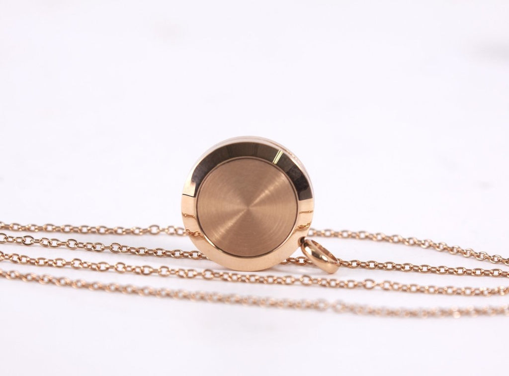 Flower of Life | Aromatherapy Oil Diffuser Rose Gold Necklace Locket with Pad - Mystic Moments UK