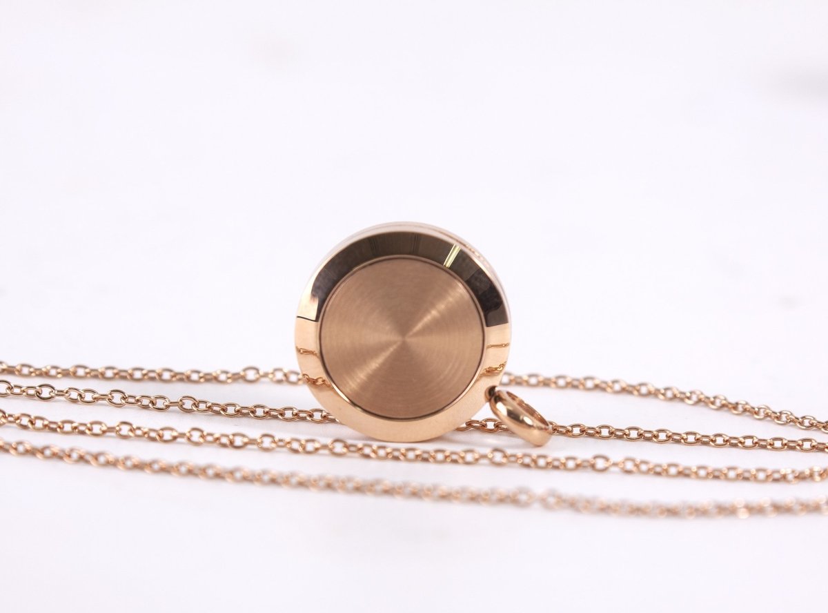 Flower of Life | Aromatherapy Oil Diffuser Rose Gold Necklace Locket with Pad - Mystic Moments UK