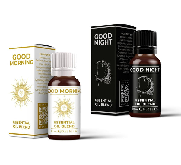 Good Morning & Good Night Essential Oil Blend Twin Pack (2x10ml) - Mystic Moments UK