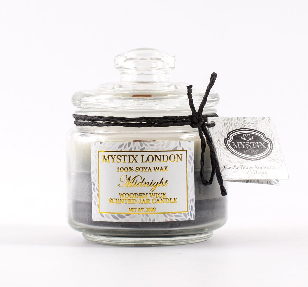 Mystix London Midnight Wooden Wick Scented Jar Candle - Mystic Moments UK